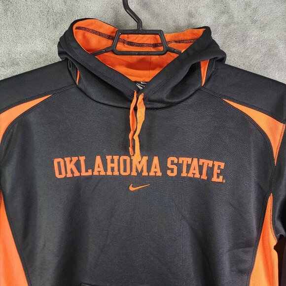 Men's Nike Oklahoma State Therma-Fit Hoodie Sweatshirt Black & Orange OSU L - Picture 5 of 13